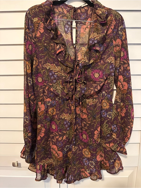 ILLA ILLA Other - Purple and Gold Paisley Print Long Sleeve Romper